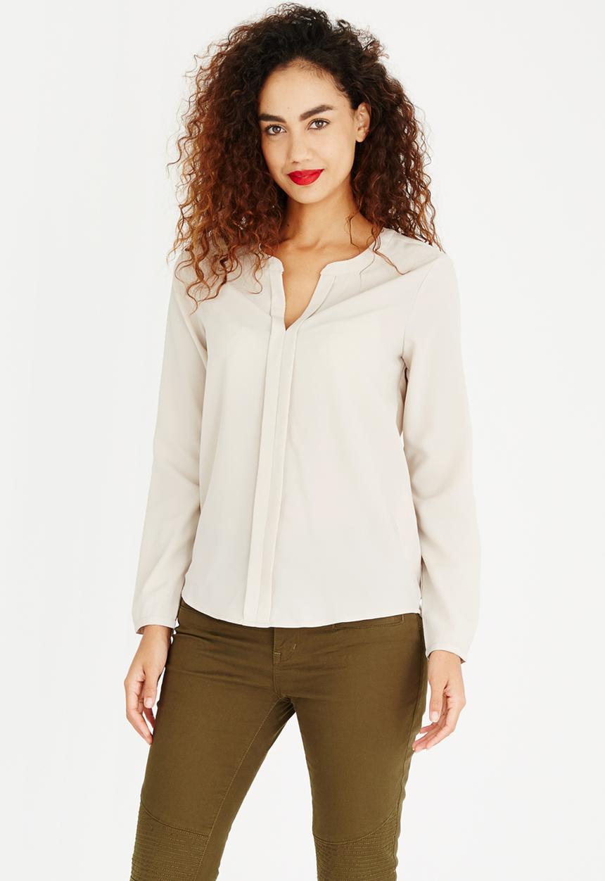 ONLY - Abby Long Sleeve Blouse Stone/Beige