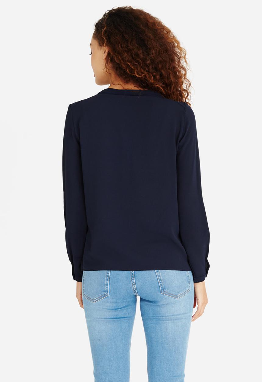 ONLY - Nova Lux Pleat Detail Blouse Navy