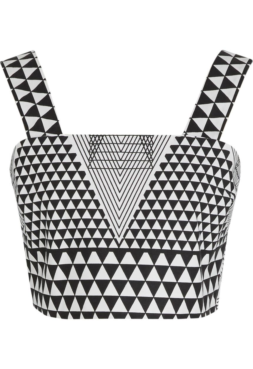 Chulaap - Diamond Print Crop Top Black and White