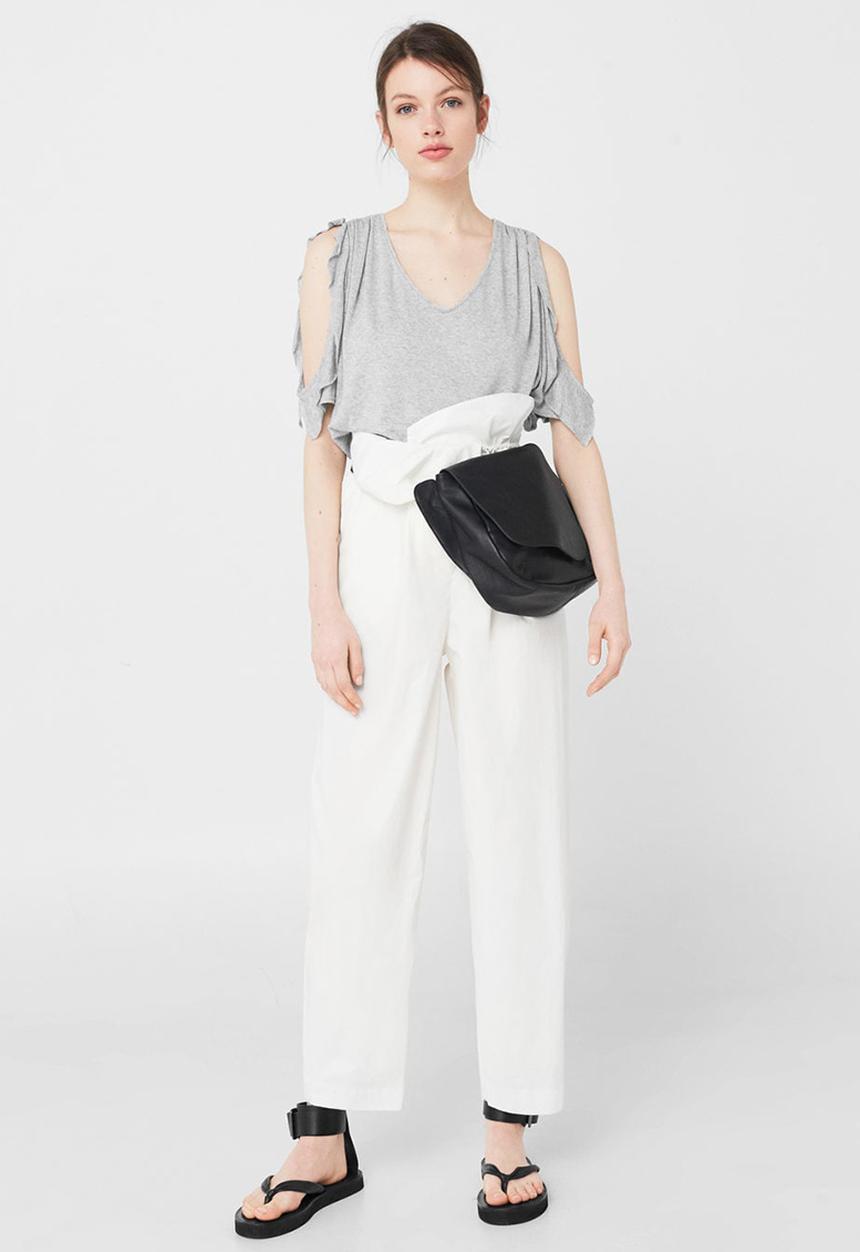 MANGO - Cut-out Detail T-shirt Grey