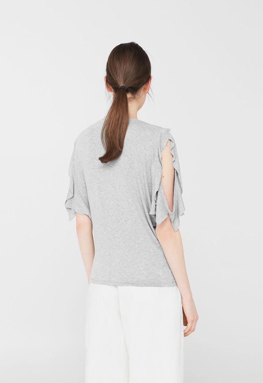 MANGO - Cut-out Detail T-shirt Grey