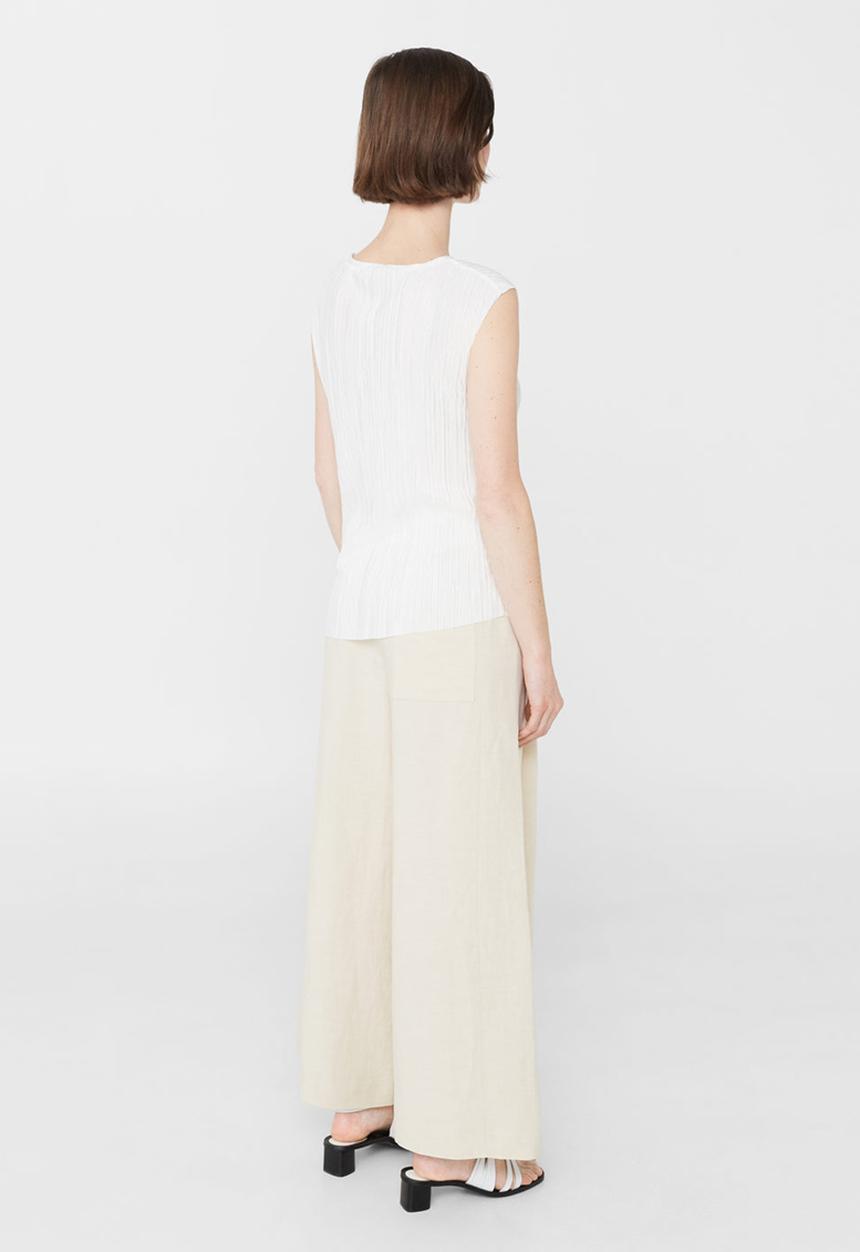 MANGO - Pleated Blouse White