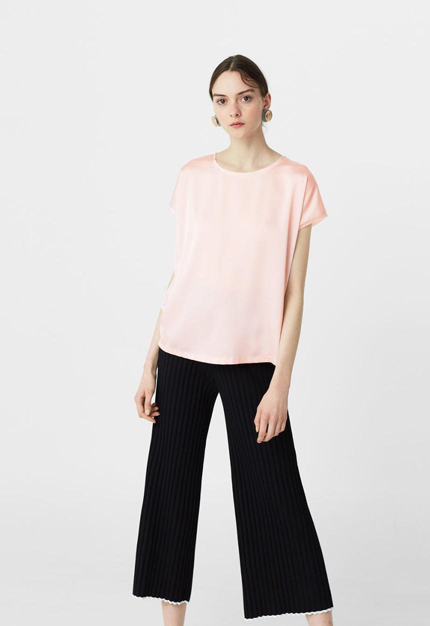 MANGO - Flowy T-shirt Pale Pink