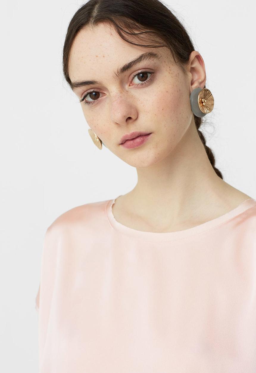 MANGO - Flowy T-shirt Pale Pink