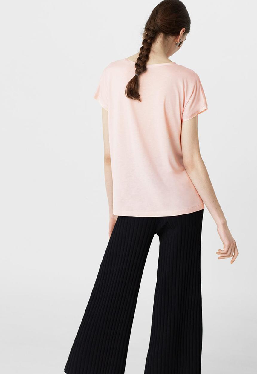 MANGO - Flowy T-shirt Pale Pink