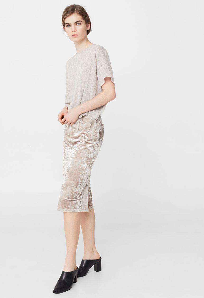 MANGO - Metallic Thread T-shirt Stone