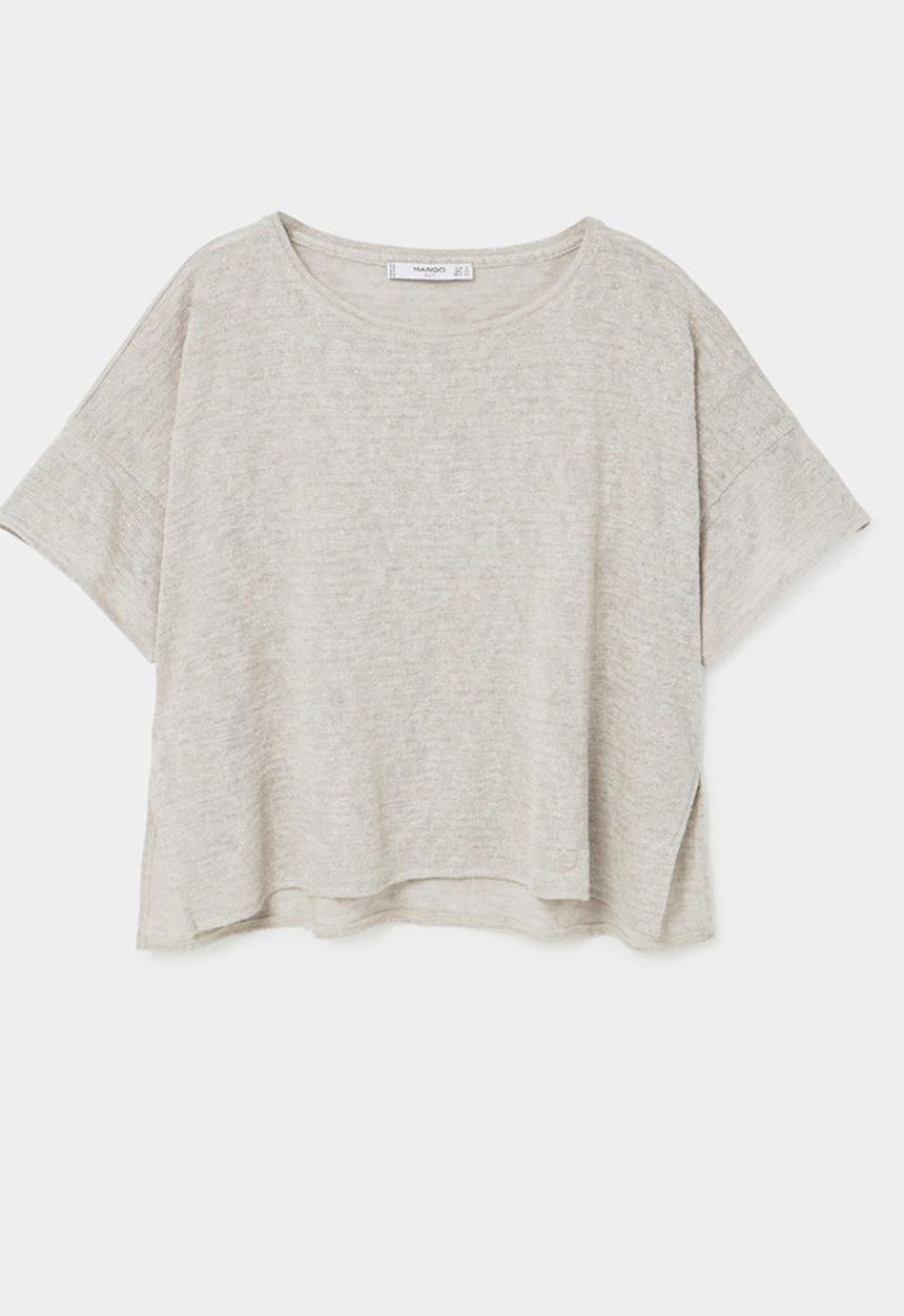 MANGO - Metallic Thread T-shirt Stone