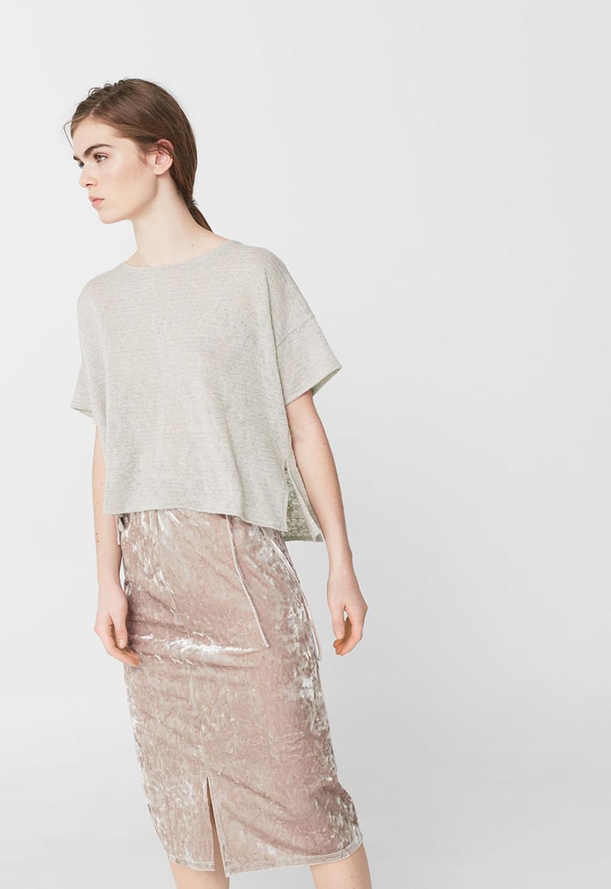 MANGO - Metallic Thread T-shirt Stone
