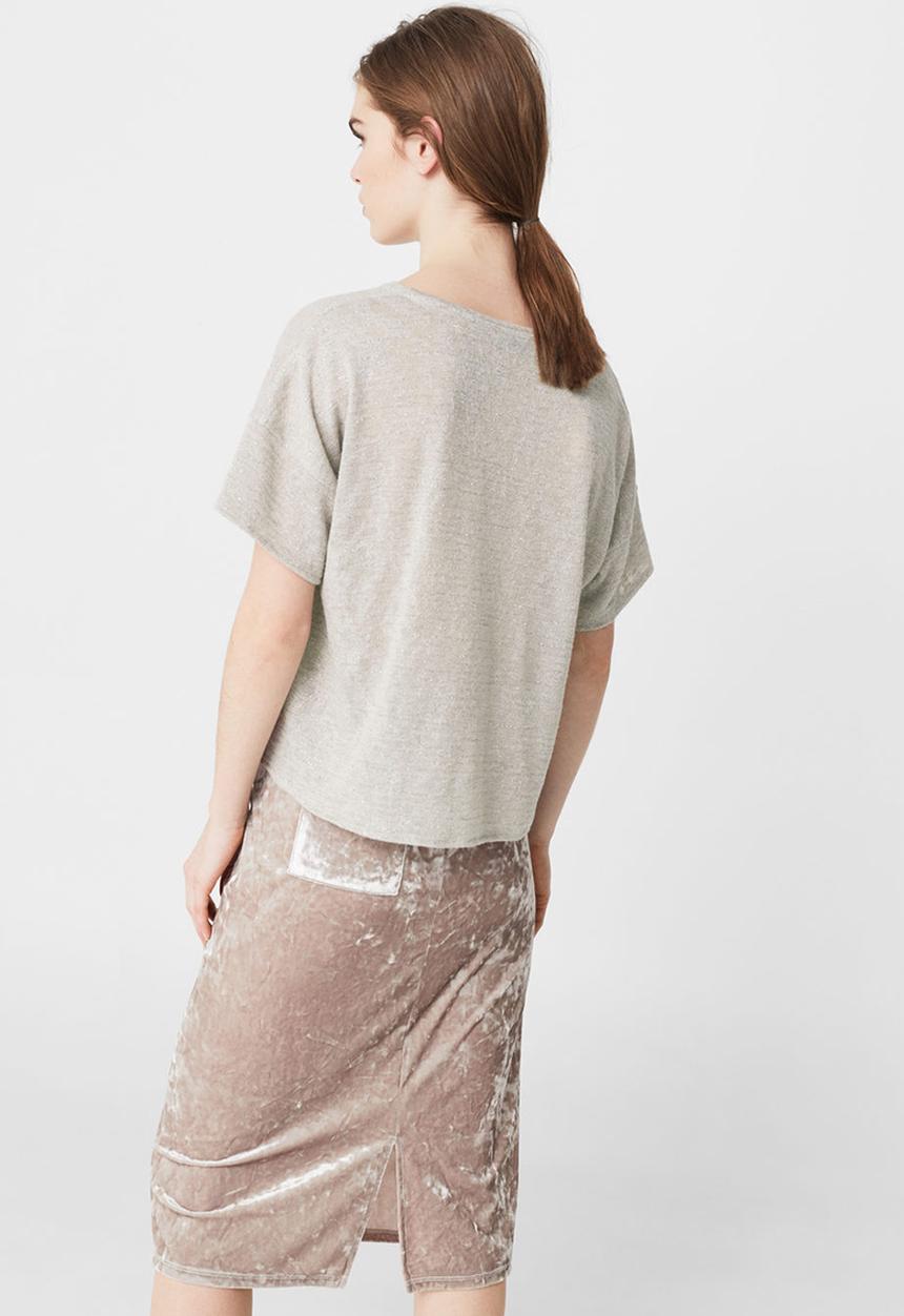 MANGO - Metallic Thread T-shirt Stone