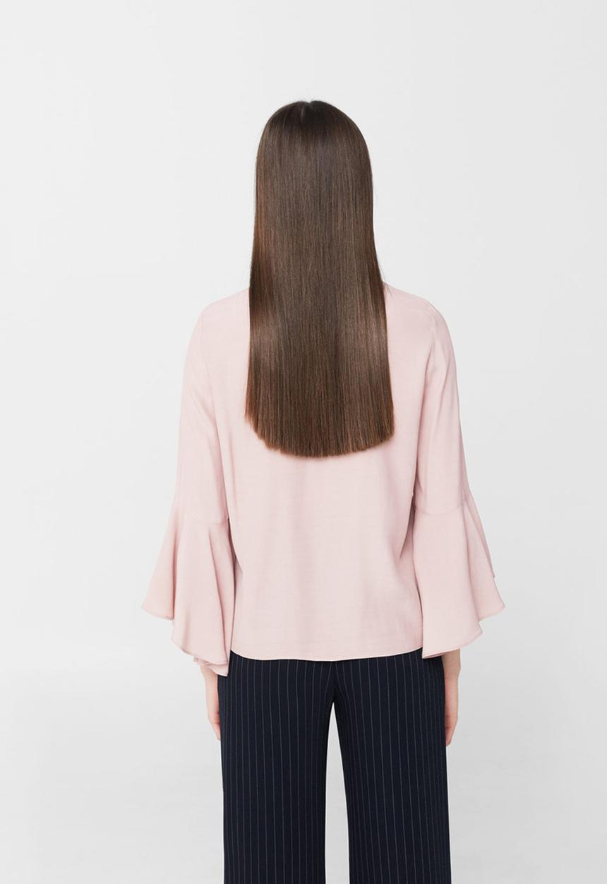 MANGO - Ruffled Sleeve Blouse Pale Pink
