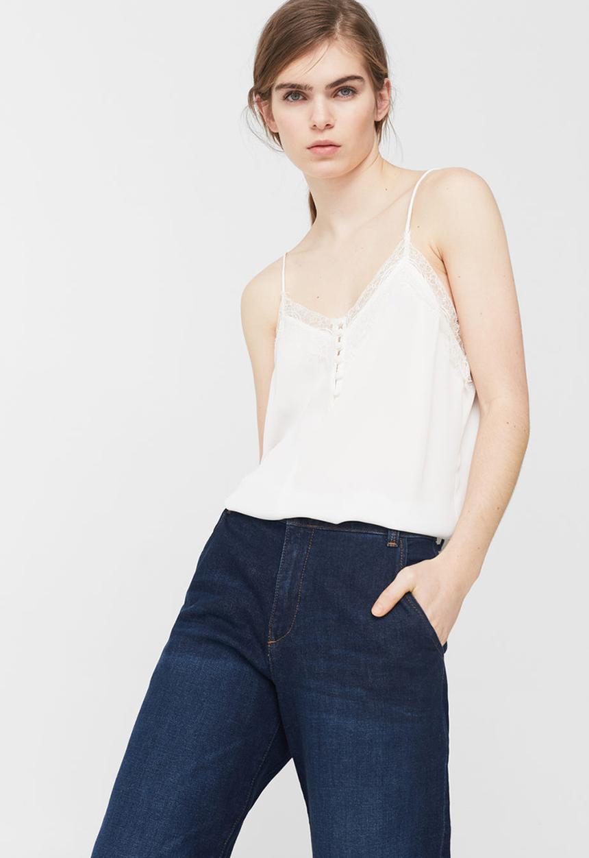 MANGO - Lace Detail Cami White