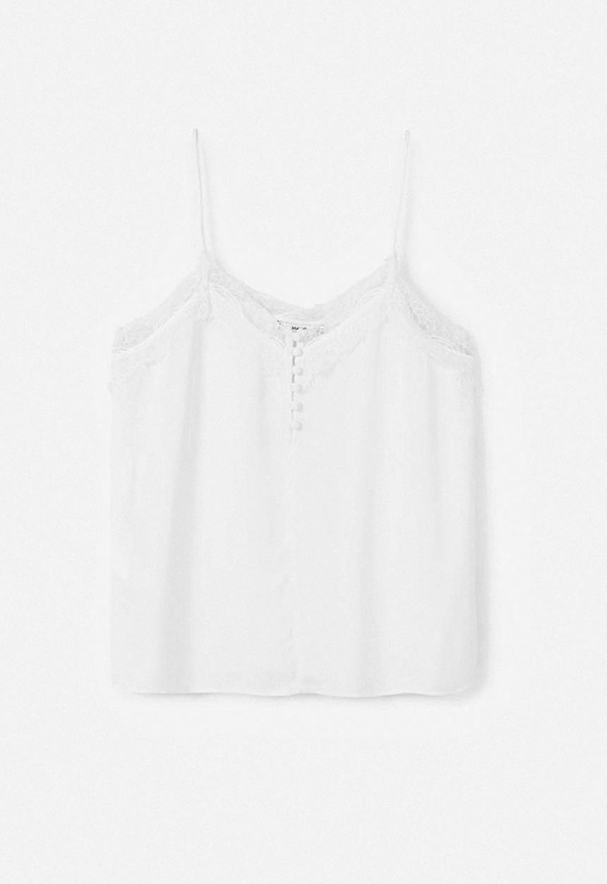 MANGO - Lace Detail Cami White