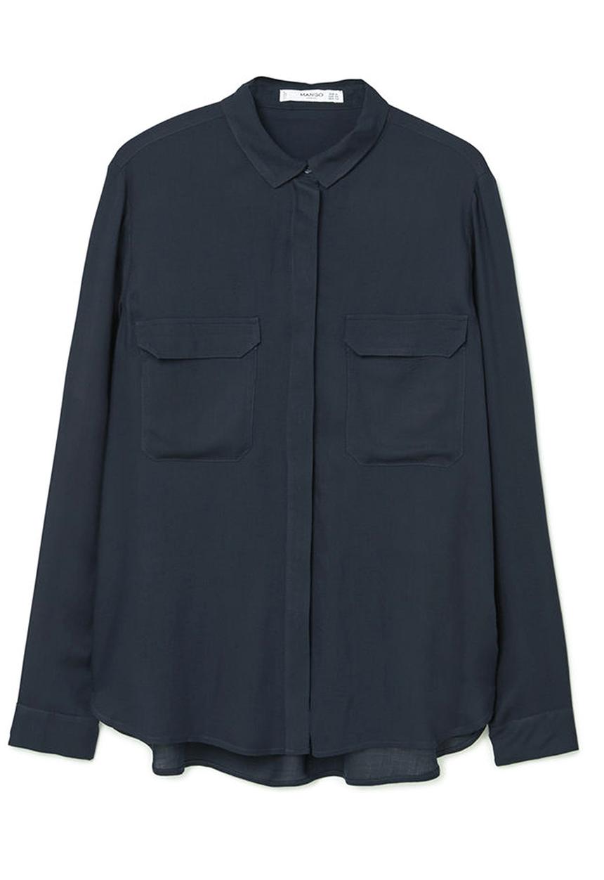 MANGO - Pocket Detail Flowy Shirt Navy