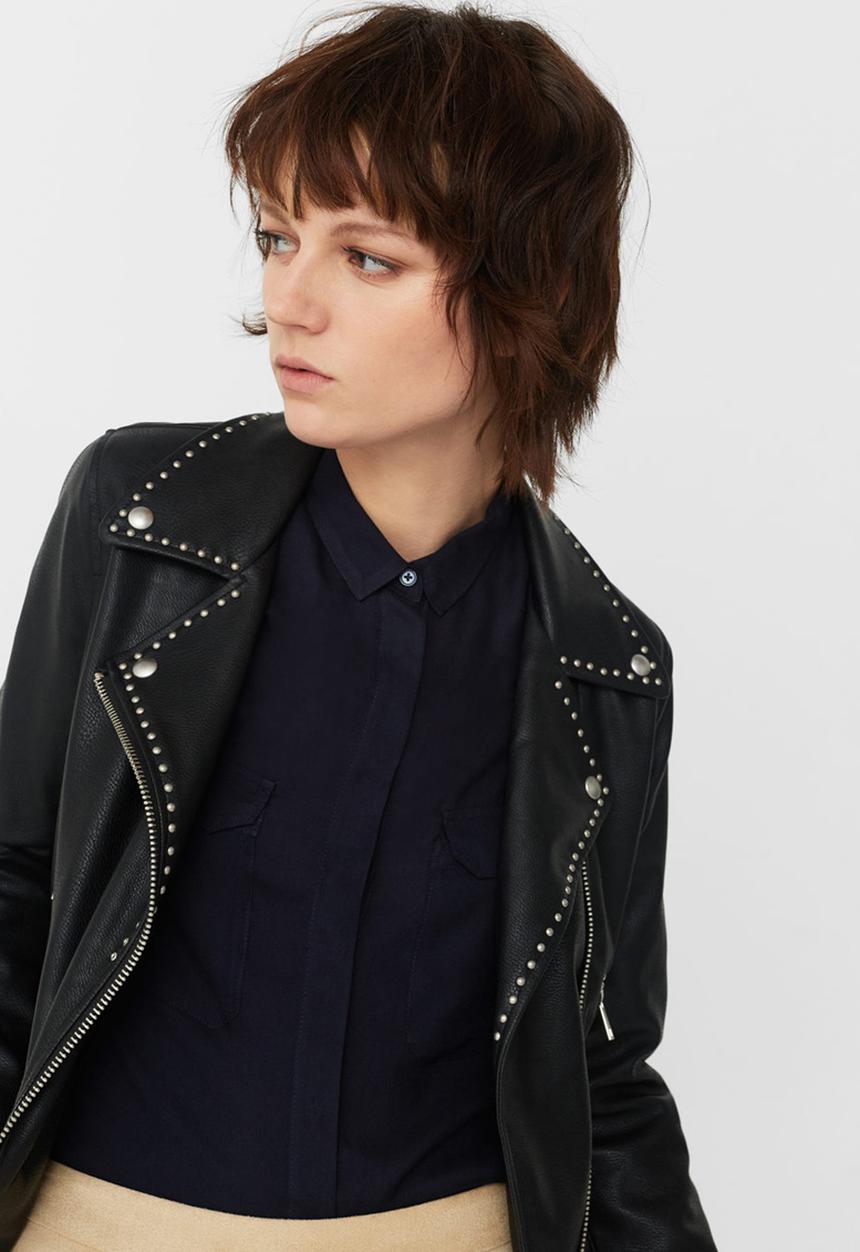 MANGO - Pocket Detail Flowy Shirt Navy