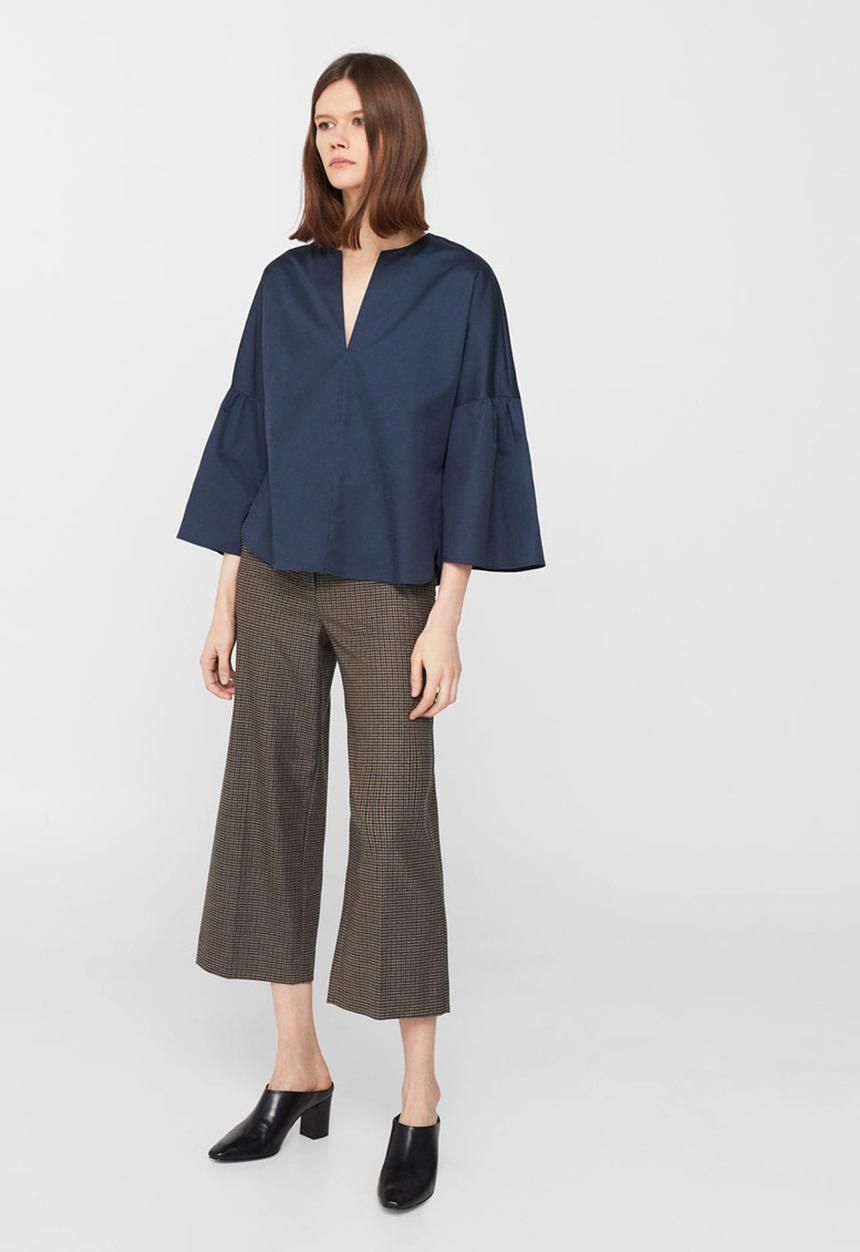 MANGO - Flared Sleeve Blouse Navy