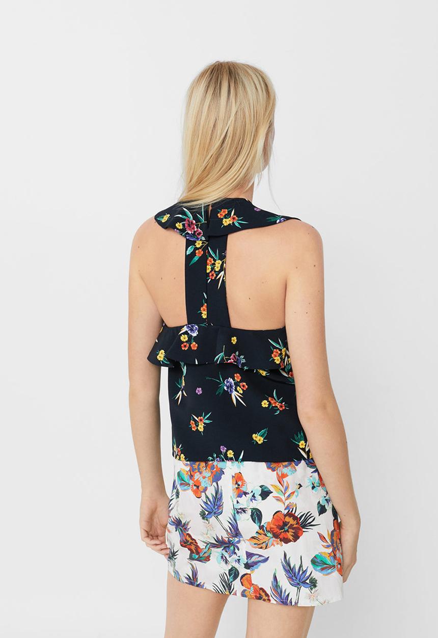 MANGO - Ruffled Top Navy