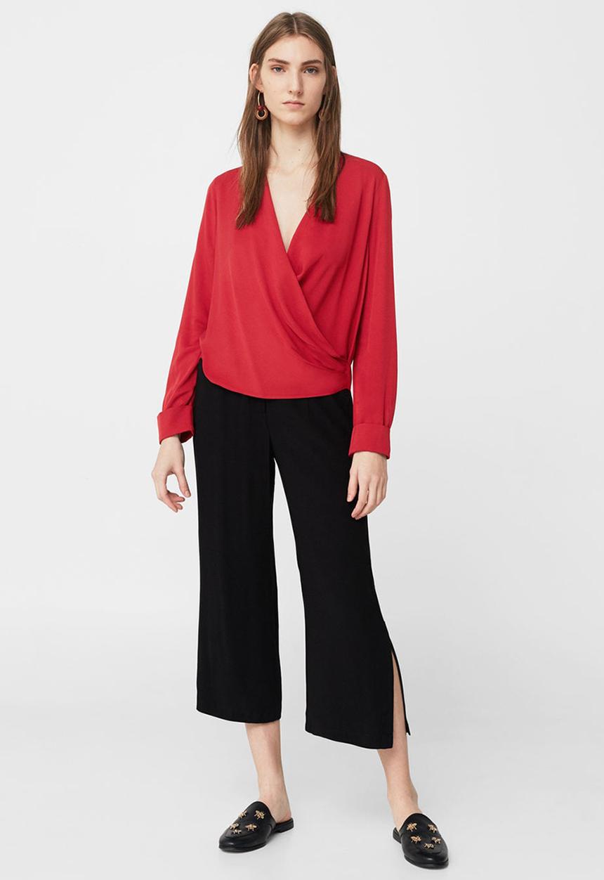MANGO - Draped Blouse Red