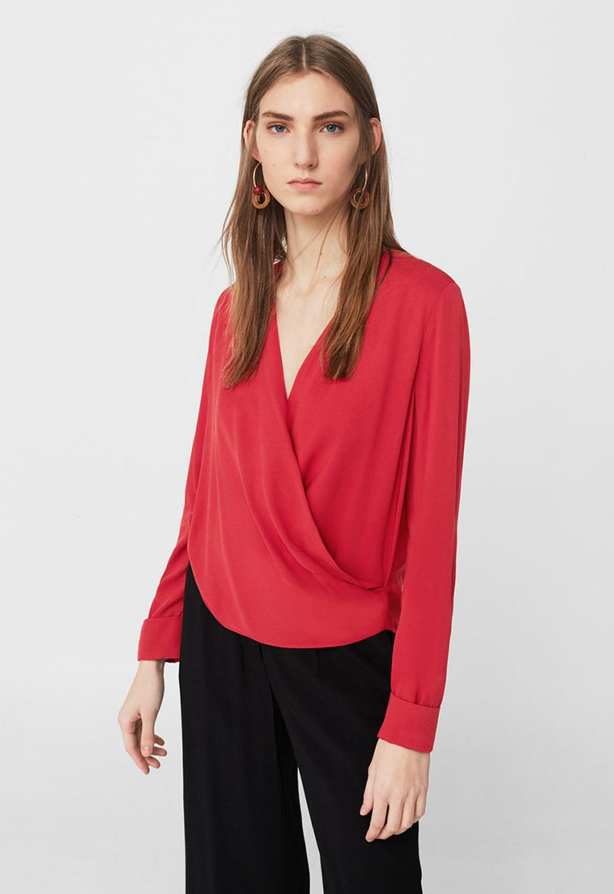 MANGO - Draped Blouse Red