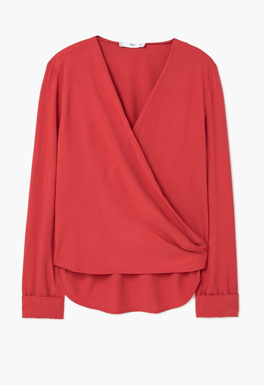 MANGO - Draped Blouse Red