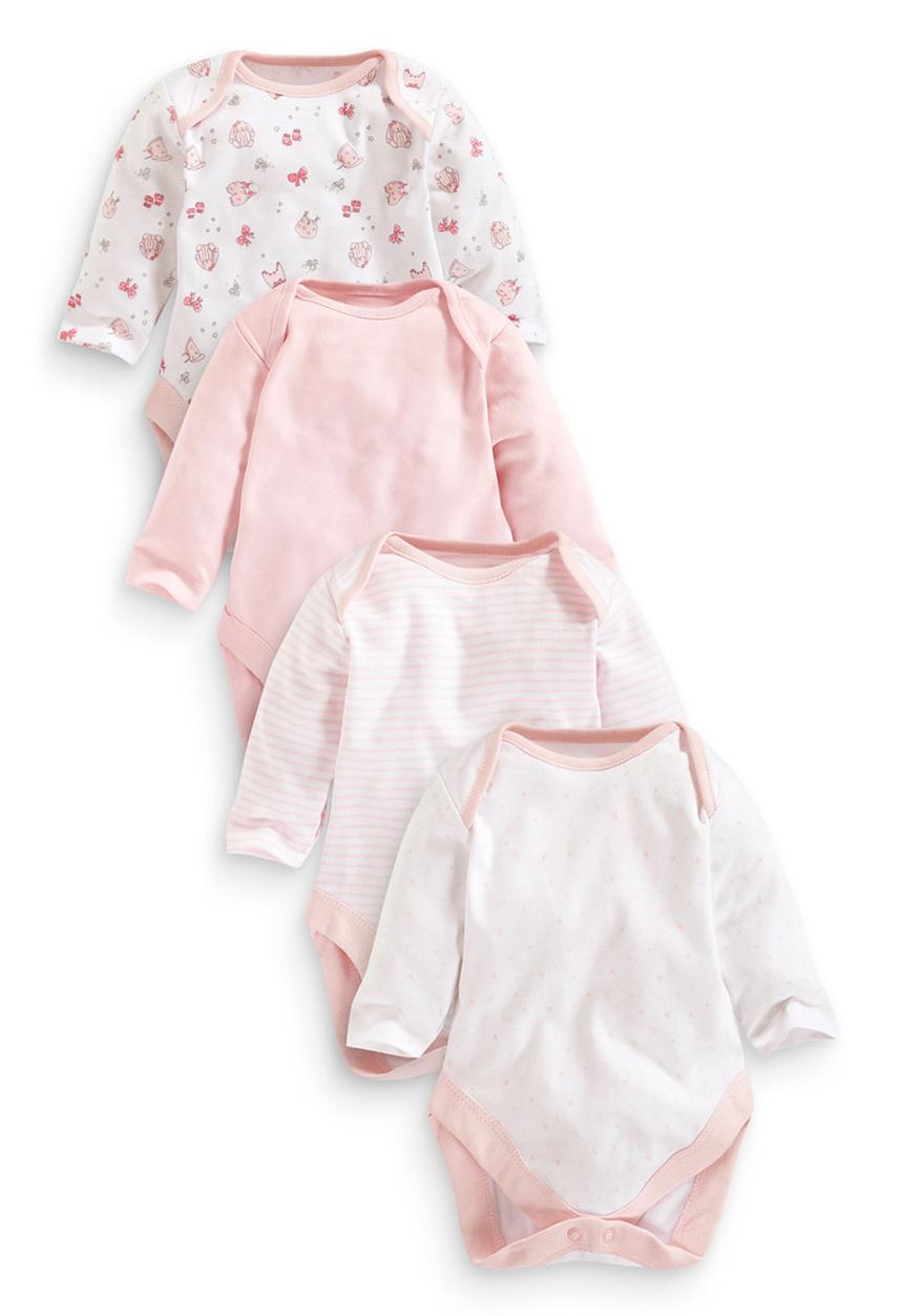 Next - 4-pack Sleepsuits with Long Sleeves Multi-colour