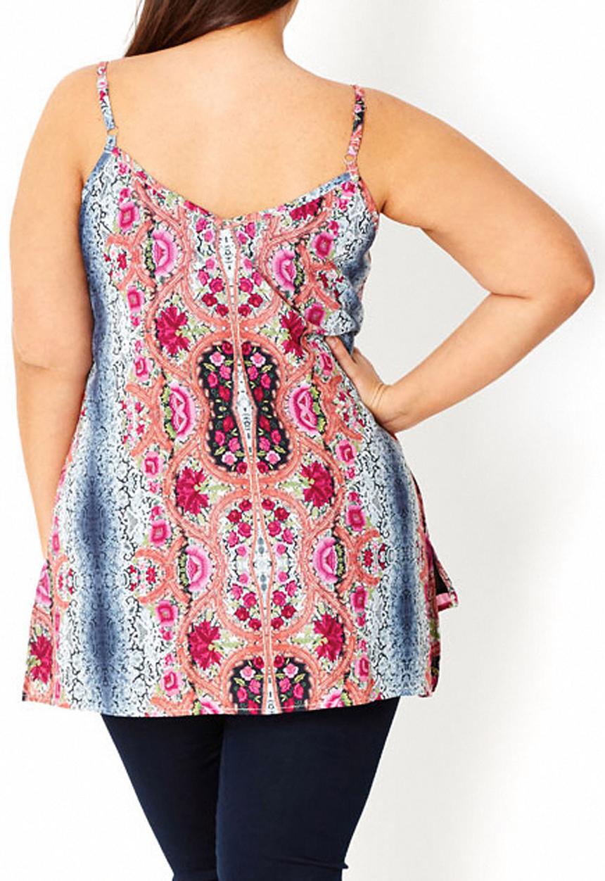 City Chic - Lace printed cami  Multi-colour