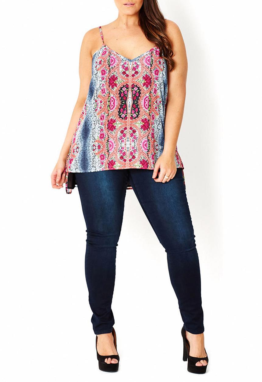 City Chic - Lace printed cami  Multi-colour