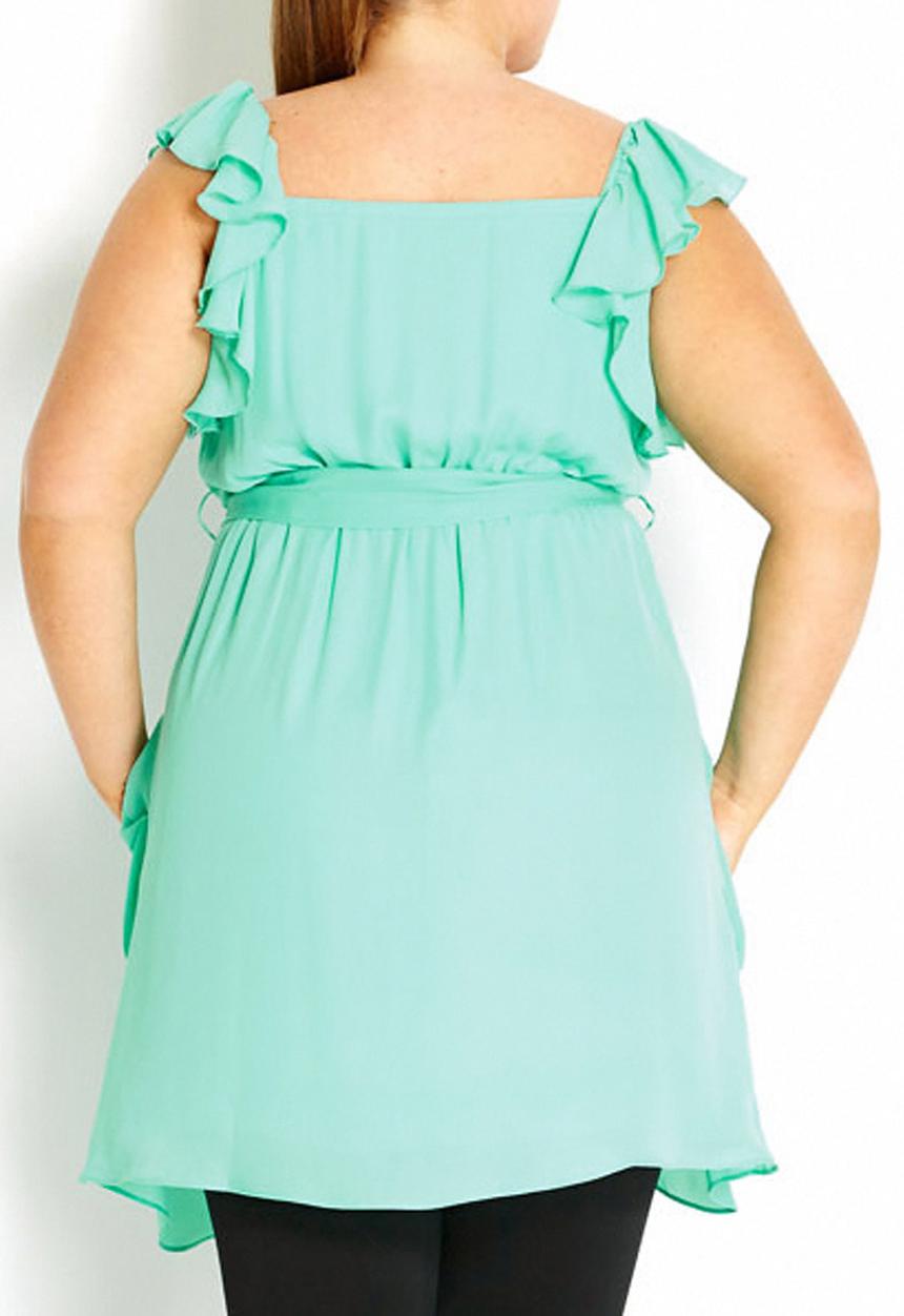 City Chic - Ruffle tunic light Green