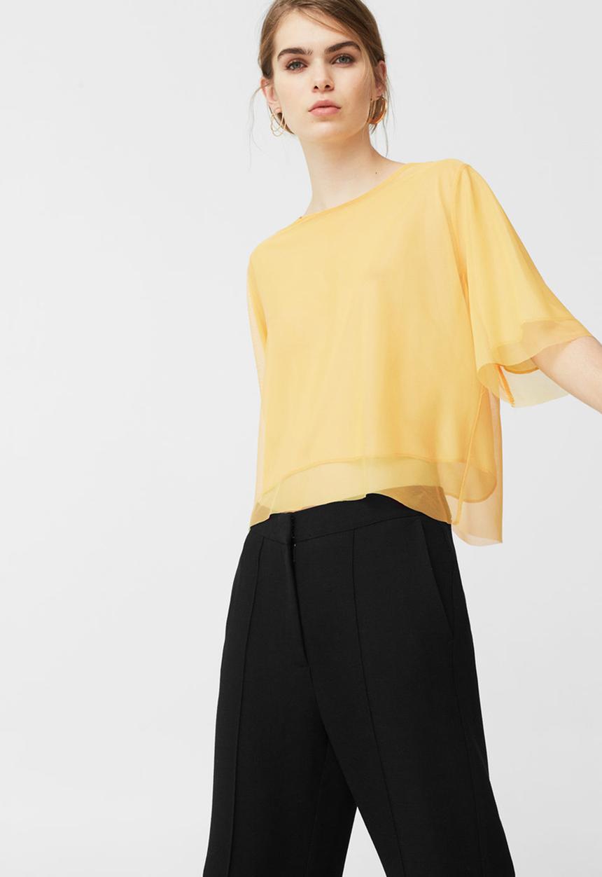 MANGO - Sheer Detail T-shirt Yellow