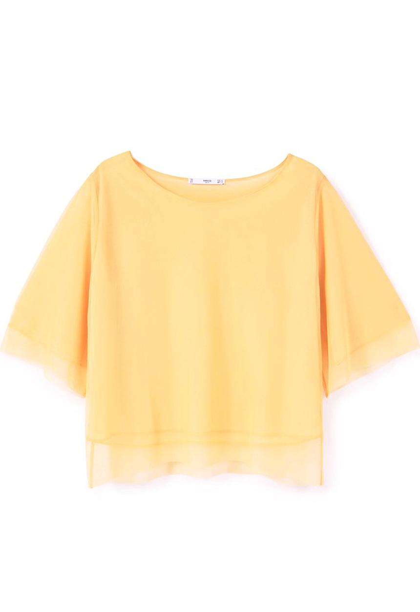 MANGO - Sheer Detail T-shirt Yellow