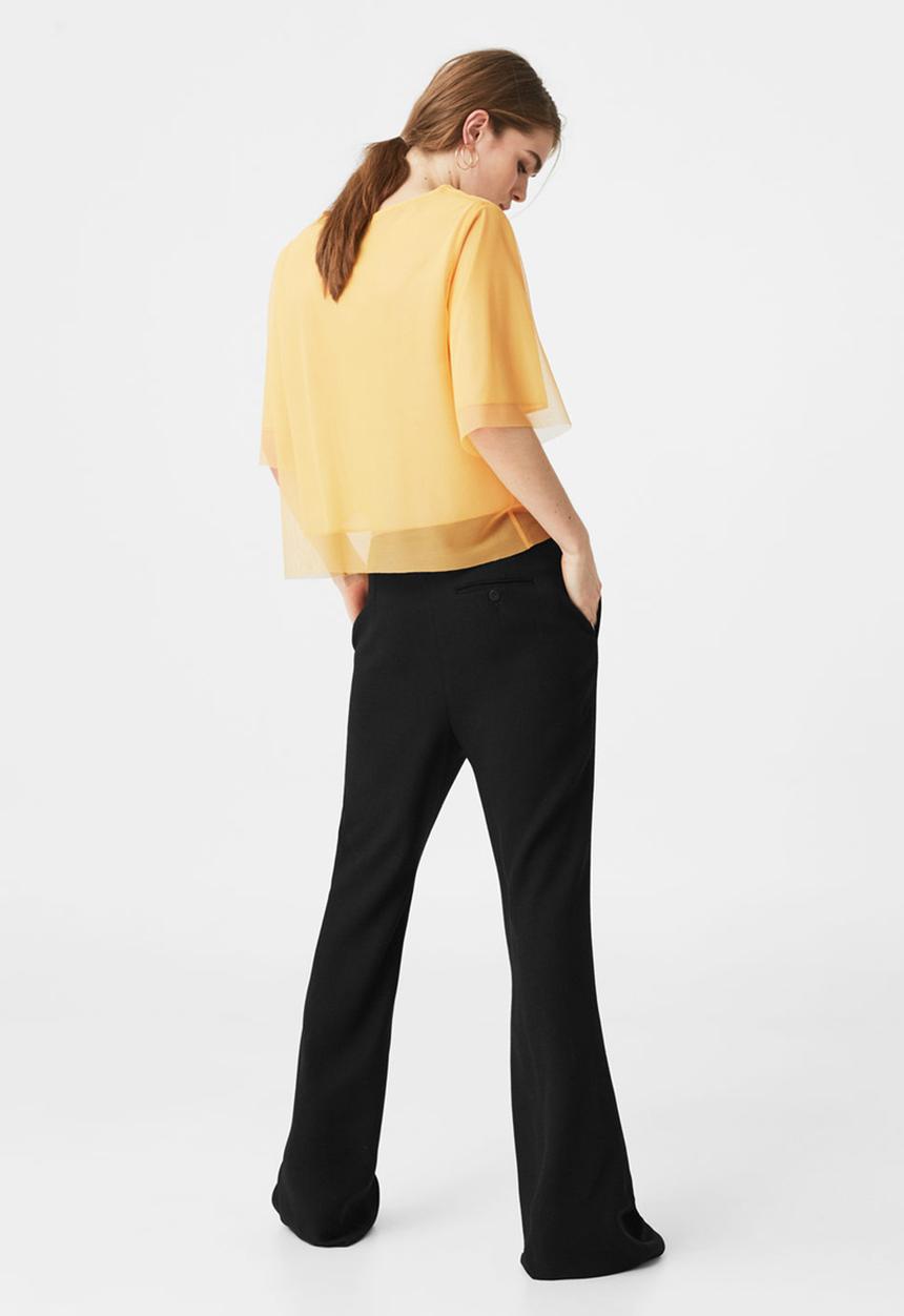 MANGO - Sheer Detail T-shirt Yellow