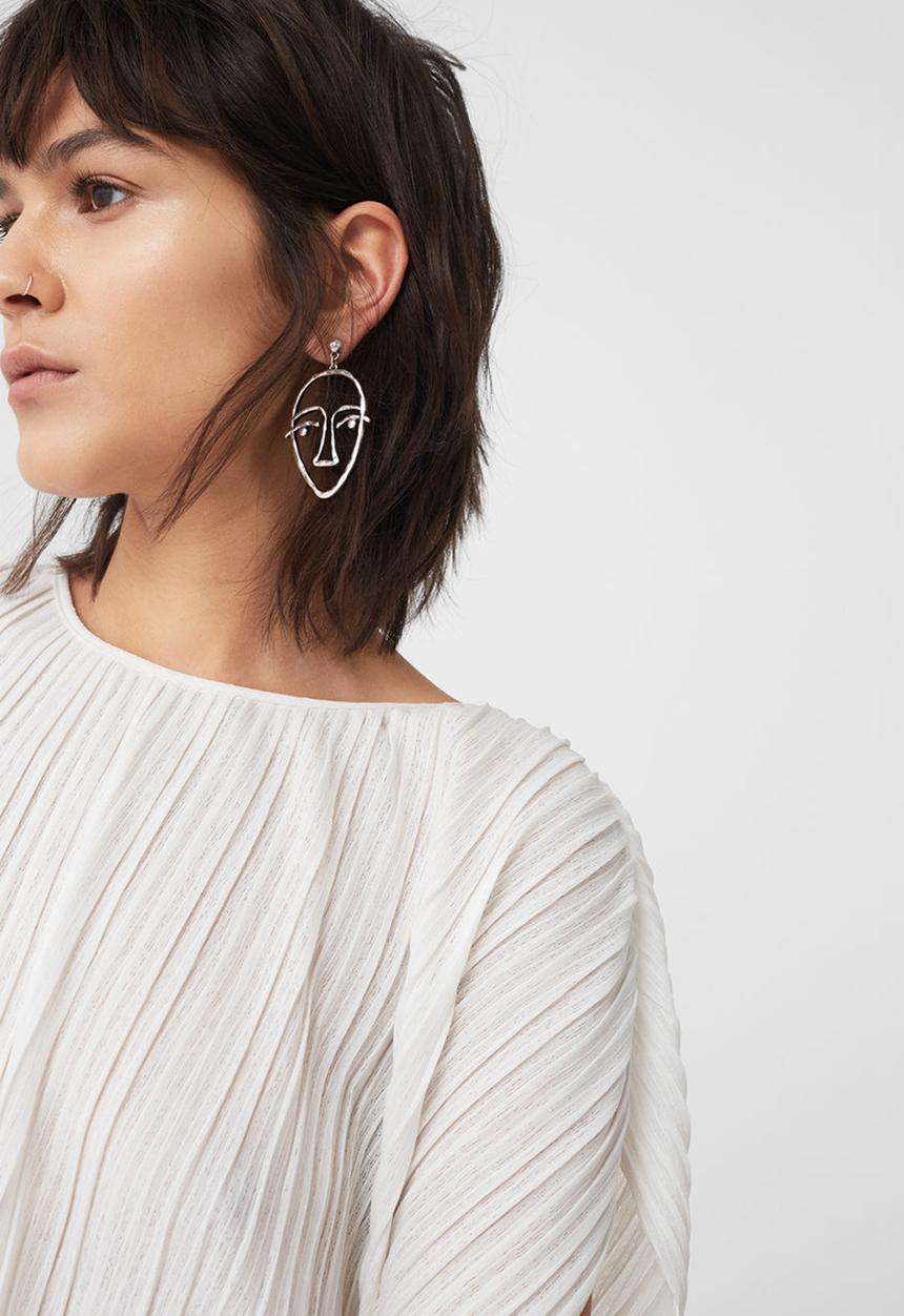 MANGO - Pleated Blouse Off White