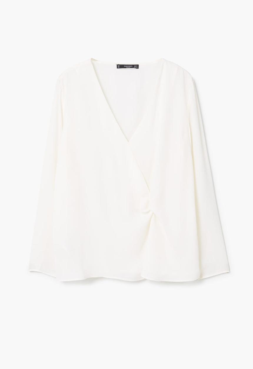 MANGO - Knot Detail Flowy Blouse White