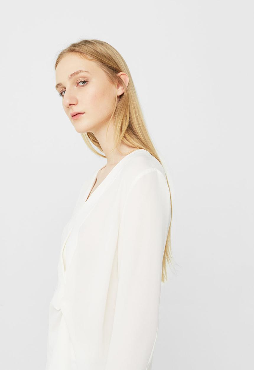 MANGO - Knot Detail Flowy Blouse White