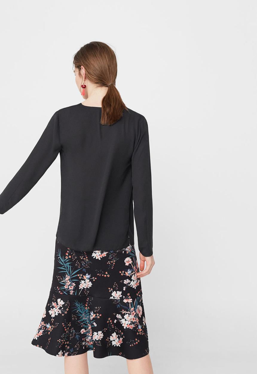 MANGO - Knot Detail Flowy Blouse Black