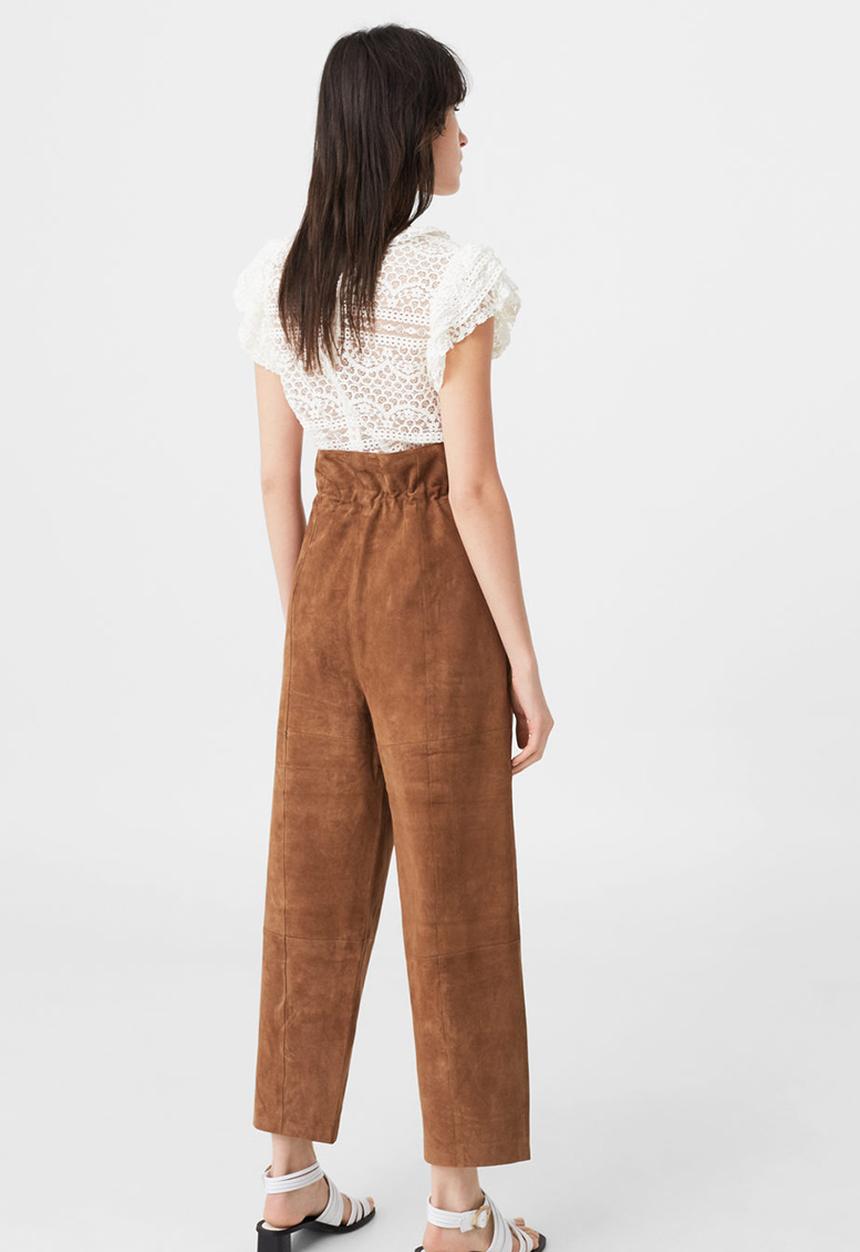MANGO - Frill Detail Lace Blouse White