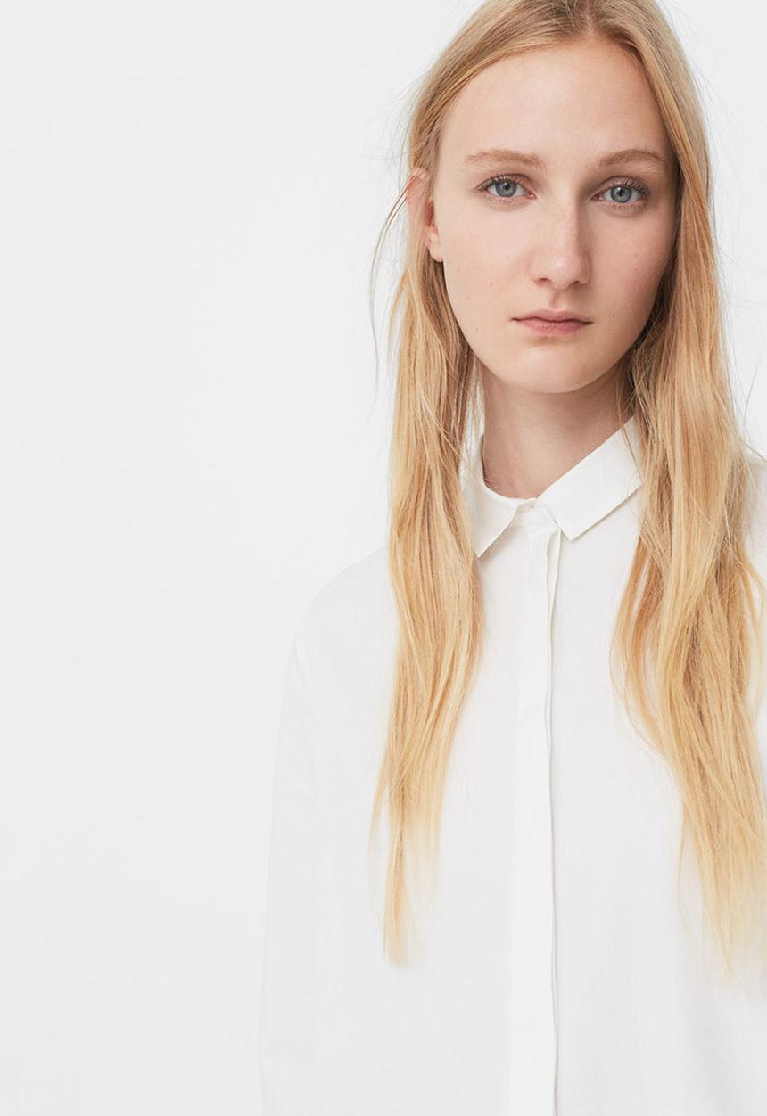 MANGO - Asymmetric Shirt White