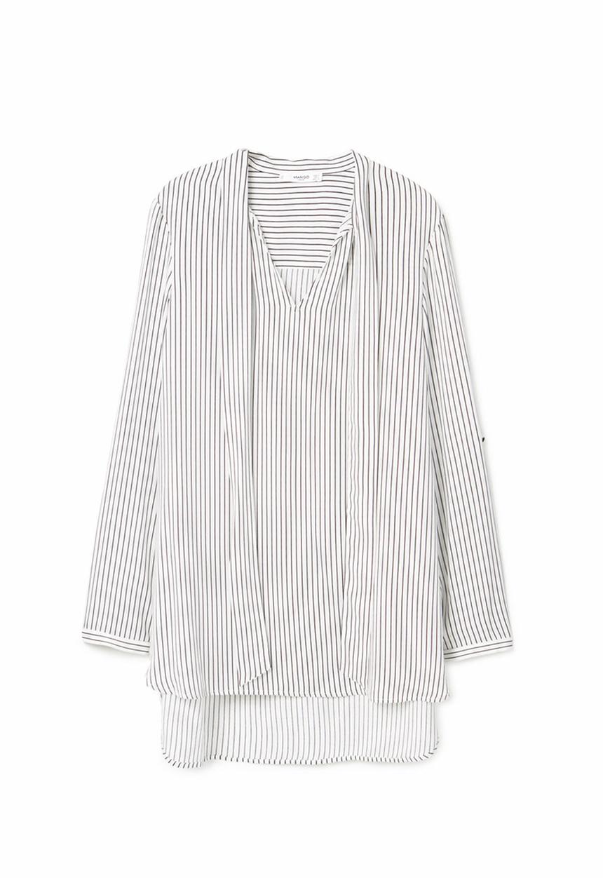 MANGO - Tie-neck Blouse Off White
