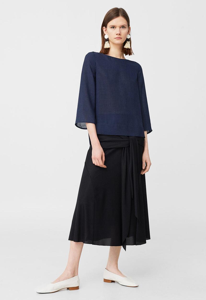 MANGO - Side Slit Blouse Navy
