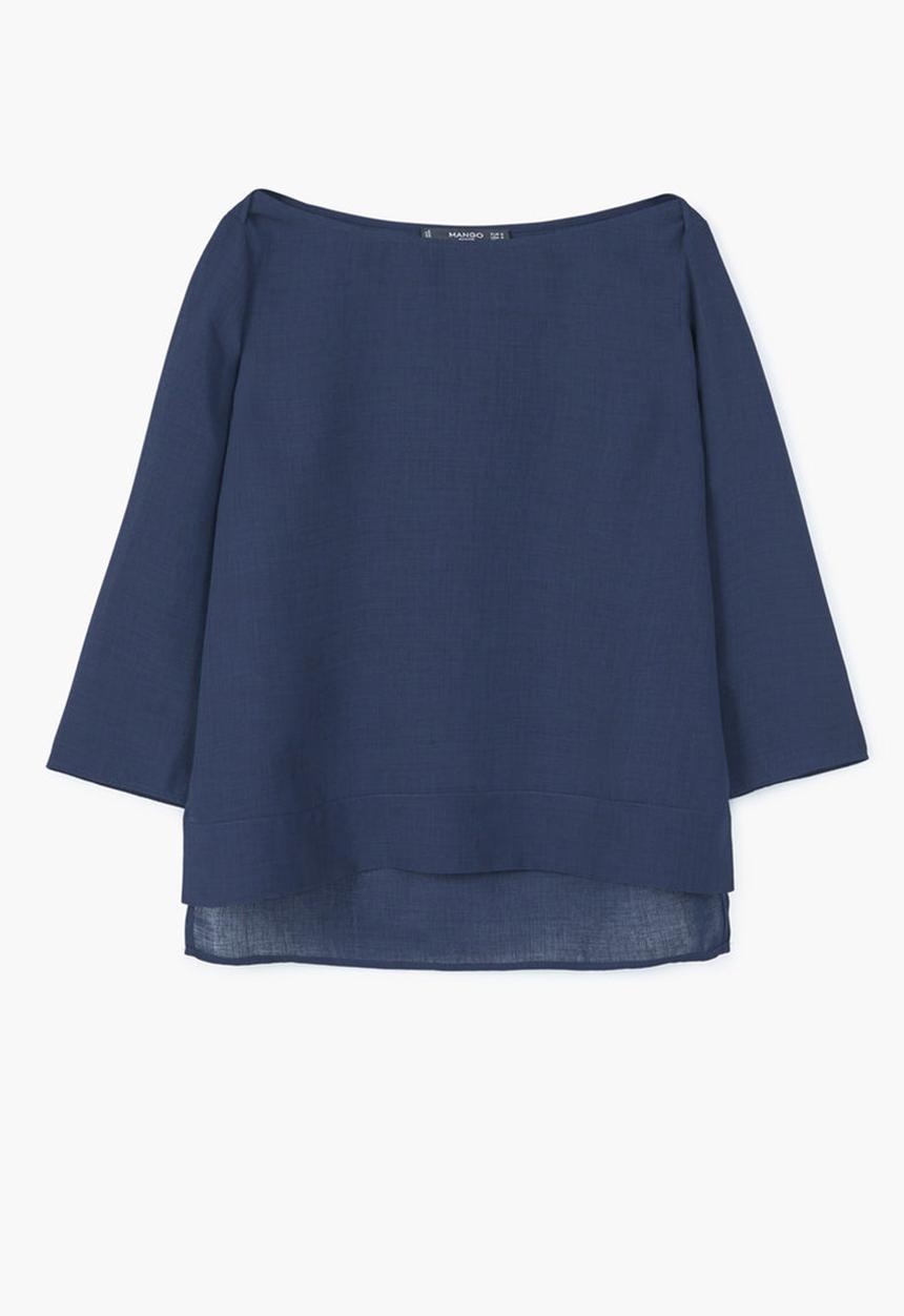 MANGO - Side Slit Blouse Navy
