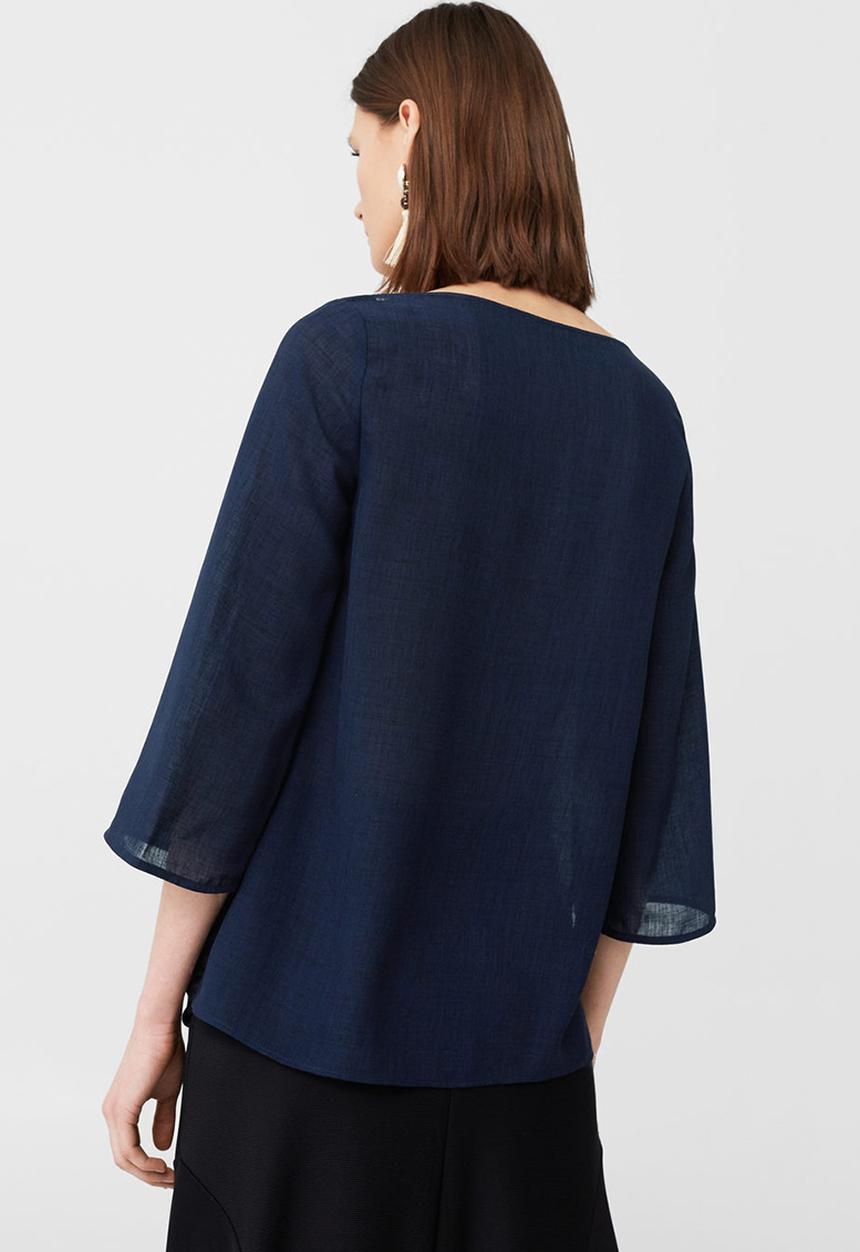 MANGO - Side Slit Blouse Navy