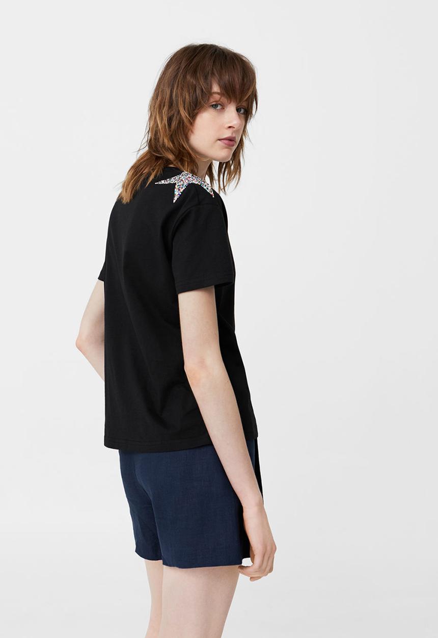 MANGO - Sequin Star T-shirt Black