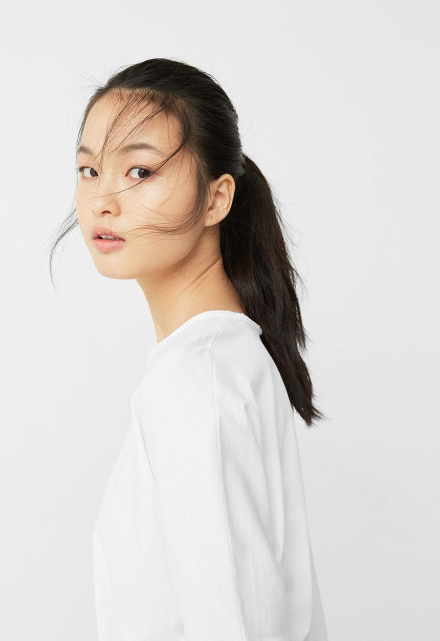 MANGO - 3/4 Sleeve T-shirt White