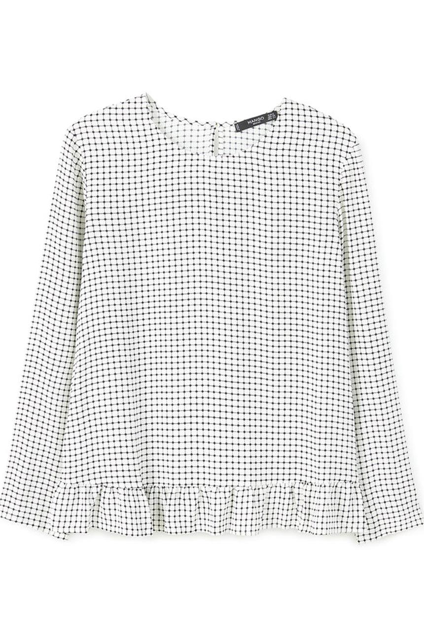 MANGO - Fluted Hem Blouse White