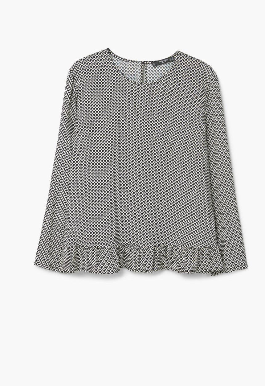 MANGO - Fluted Hem Blouse Black