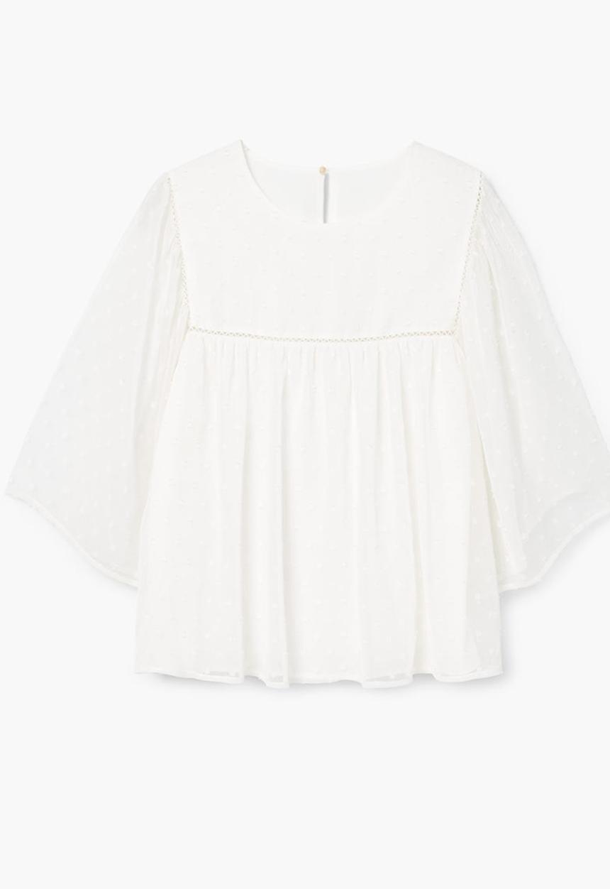 MANGO - Polka-dot Blouse Off White