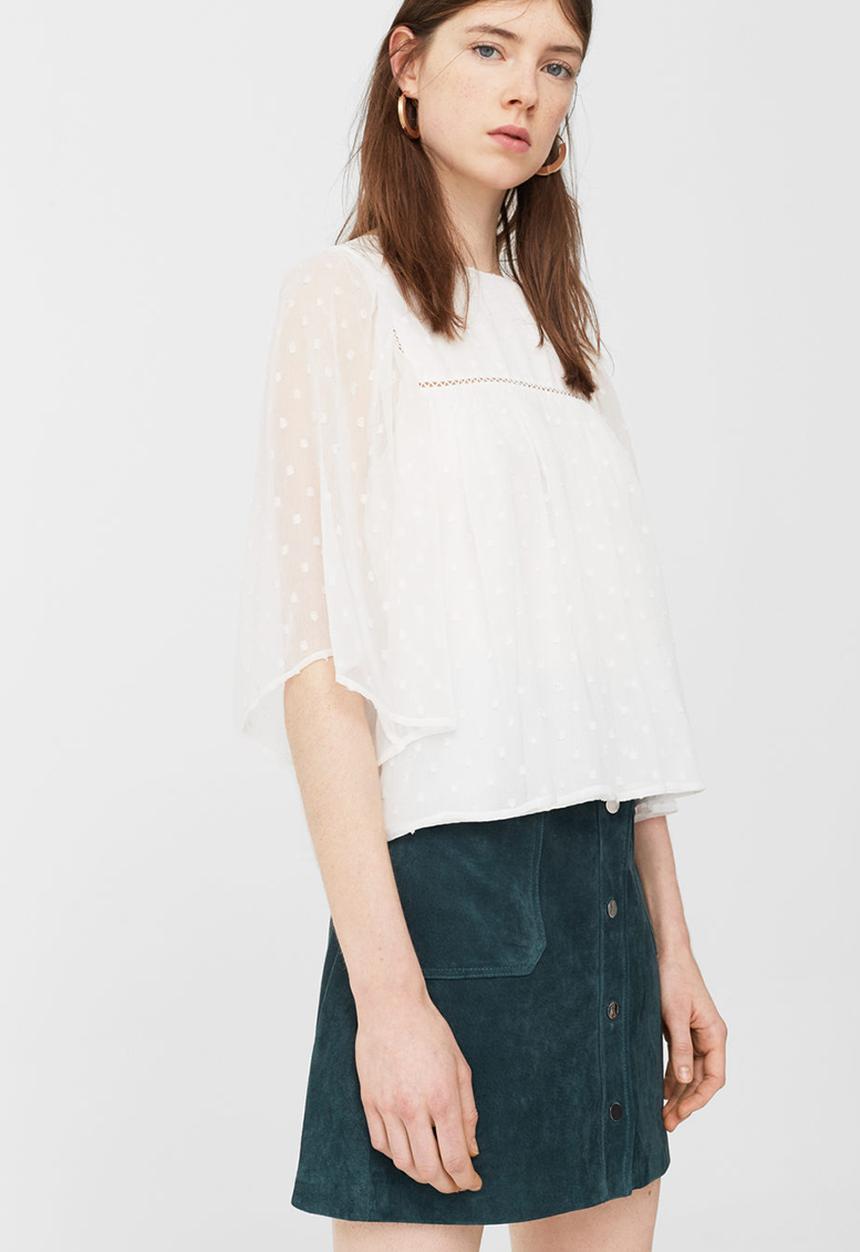 MANGO - Polka-dot Blouse Off White