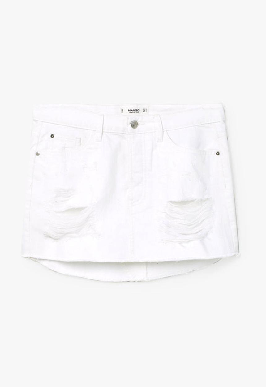 MANGO - Vicky Denim Skirt White