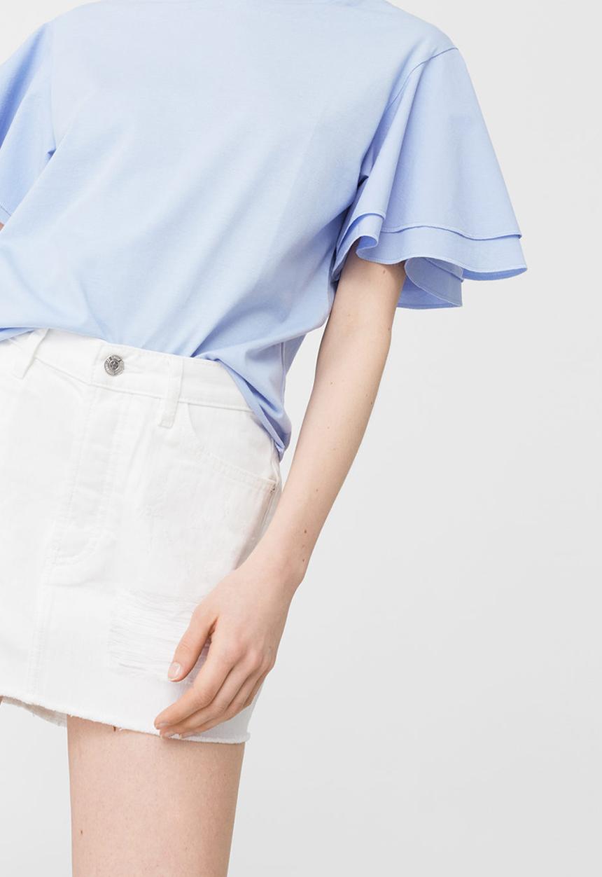 MANGO - Vicky Denim Skirt White