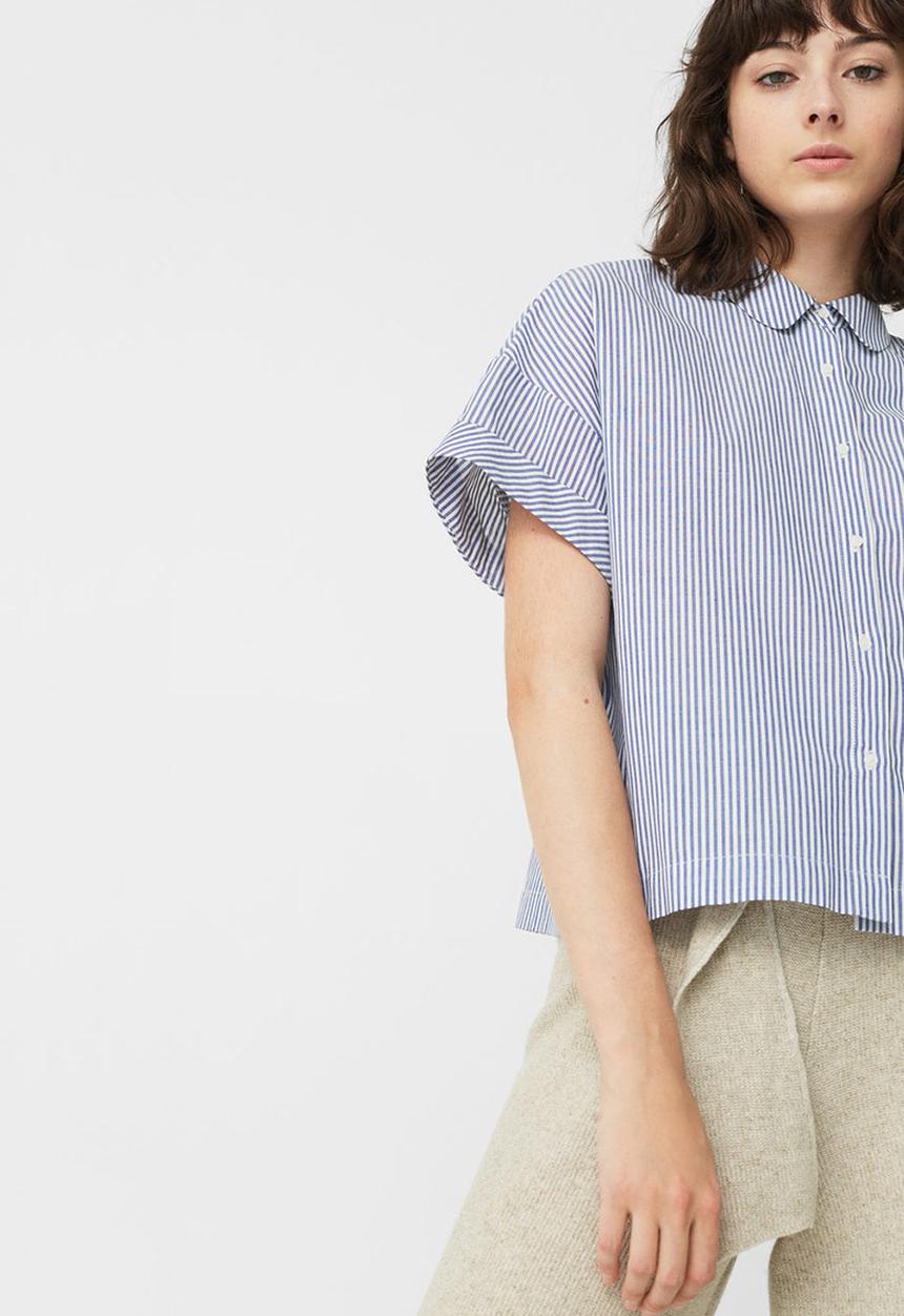 MANGO - Striped Shirt Blue and White