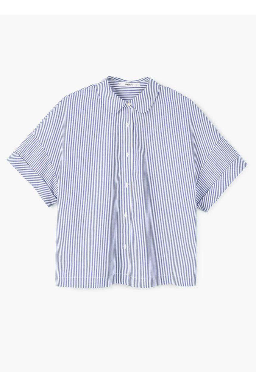 MANGO - Striped Shirt Blue and White